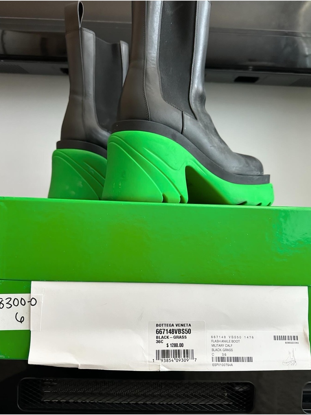 Bottega Veneta Flash Ankle Boots Black Grass Green Size 36 Rare - Picture 4 of 5